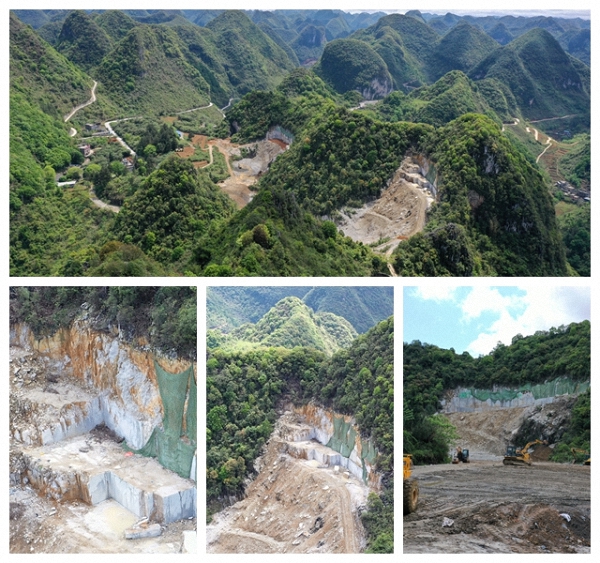 野蛮采石、违规建房!广西唯一的世界地质公园遭破坏性开发(图3) 一级保护区内的坡雄堡取石场非法开采